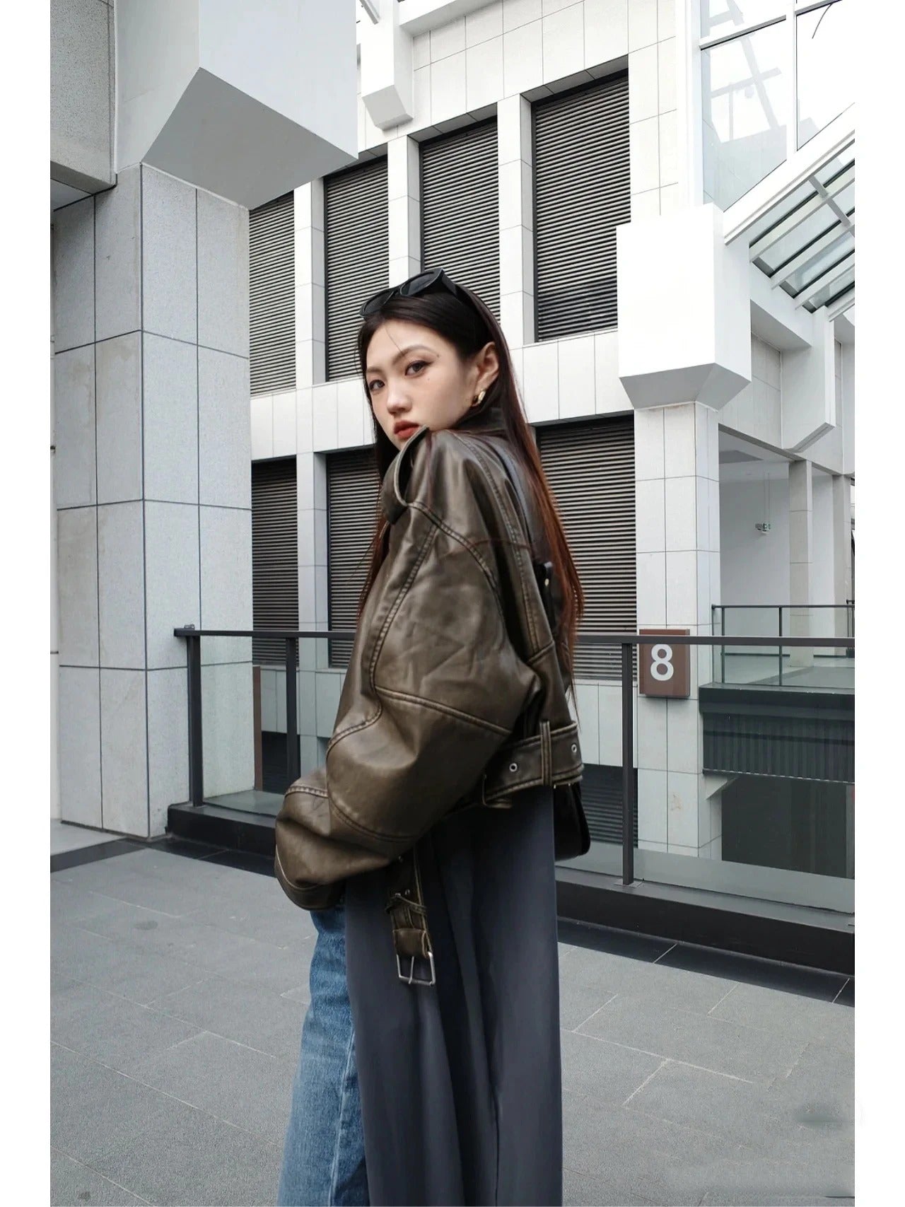 Vintage Leren Stijl Damesjack