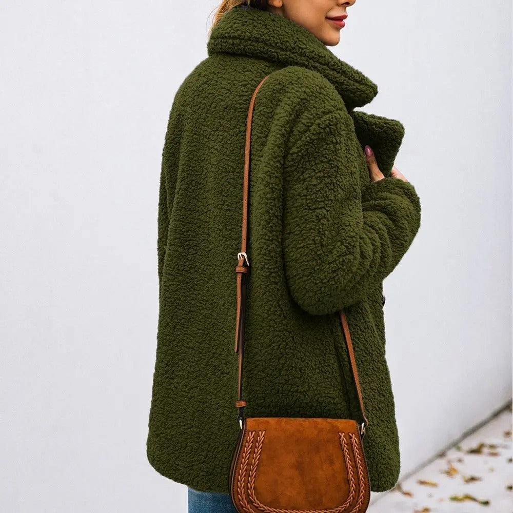 Teddy Coat met twee rijen knopen voor dames
