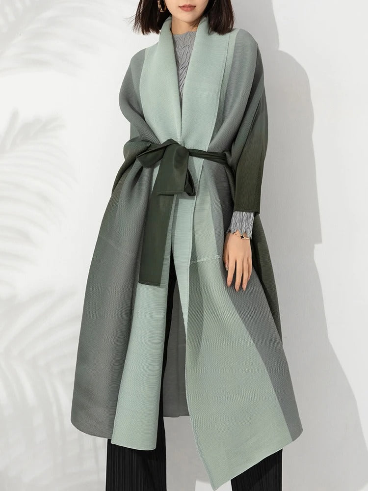 Gradiënt geplooide trenchcoat voor dames