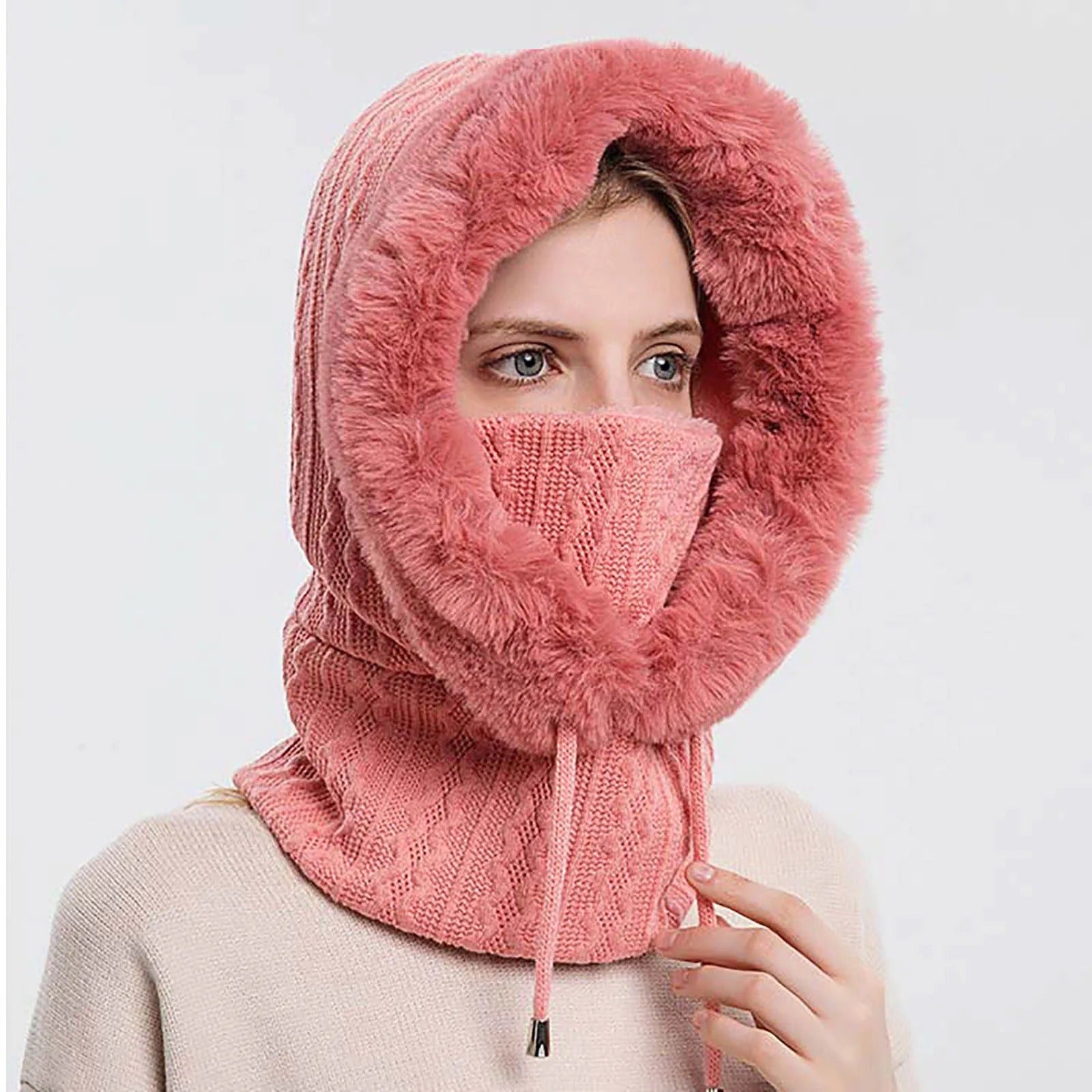 Vrouwen Gebreide Bontmuts Maskerset