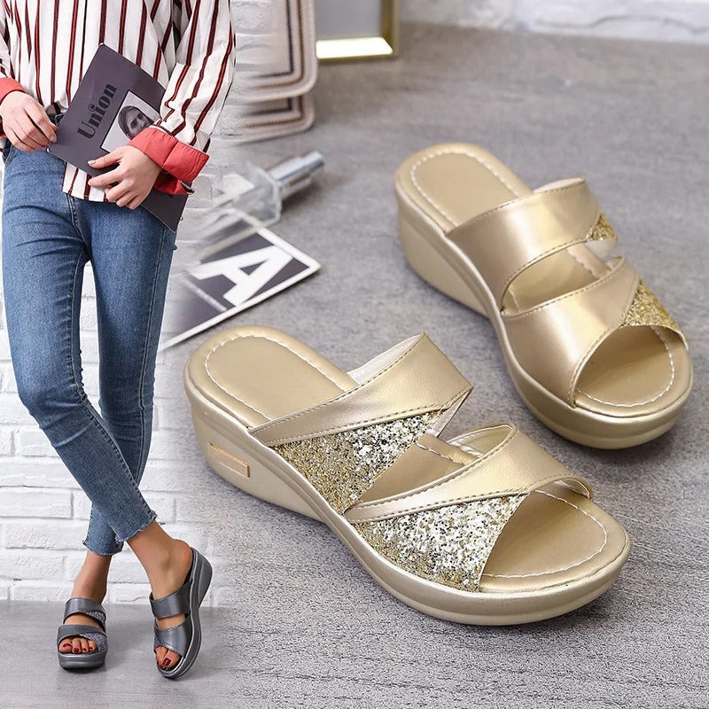 Vrouwen Effen Kleur Glittersandalen