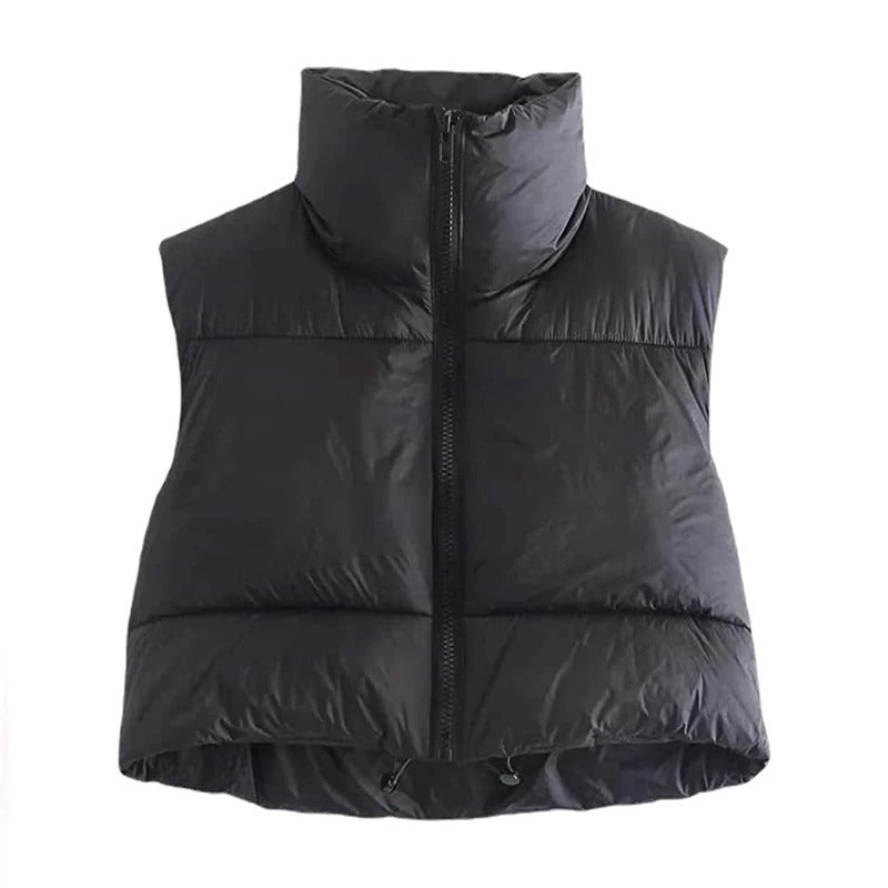 Cropped puffervest voor dames