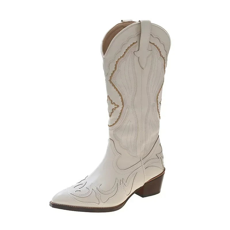 Geborduurde Mid Calf Laarzen voor Dames