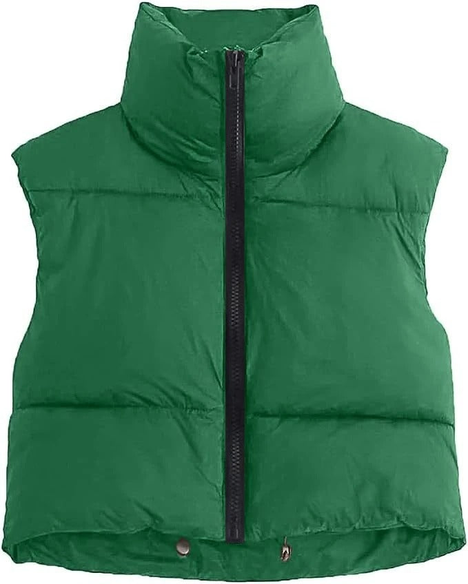 Cropped puffervest voor dames