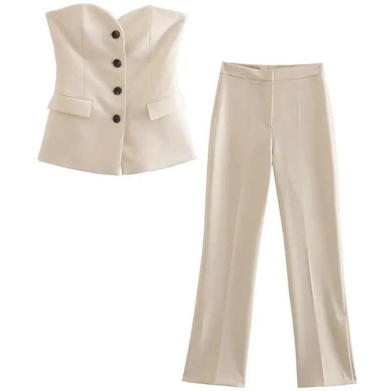 Set met off-shoulder tubetop en broek voor dames