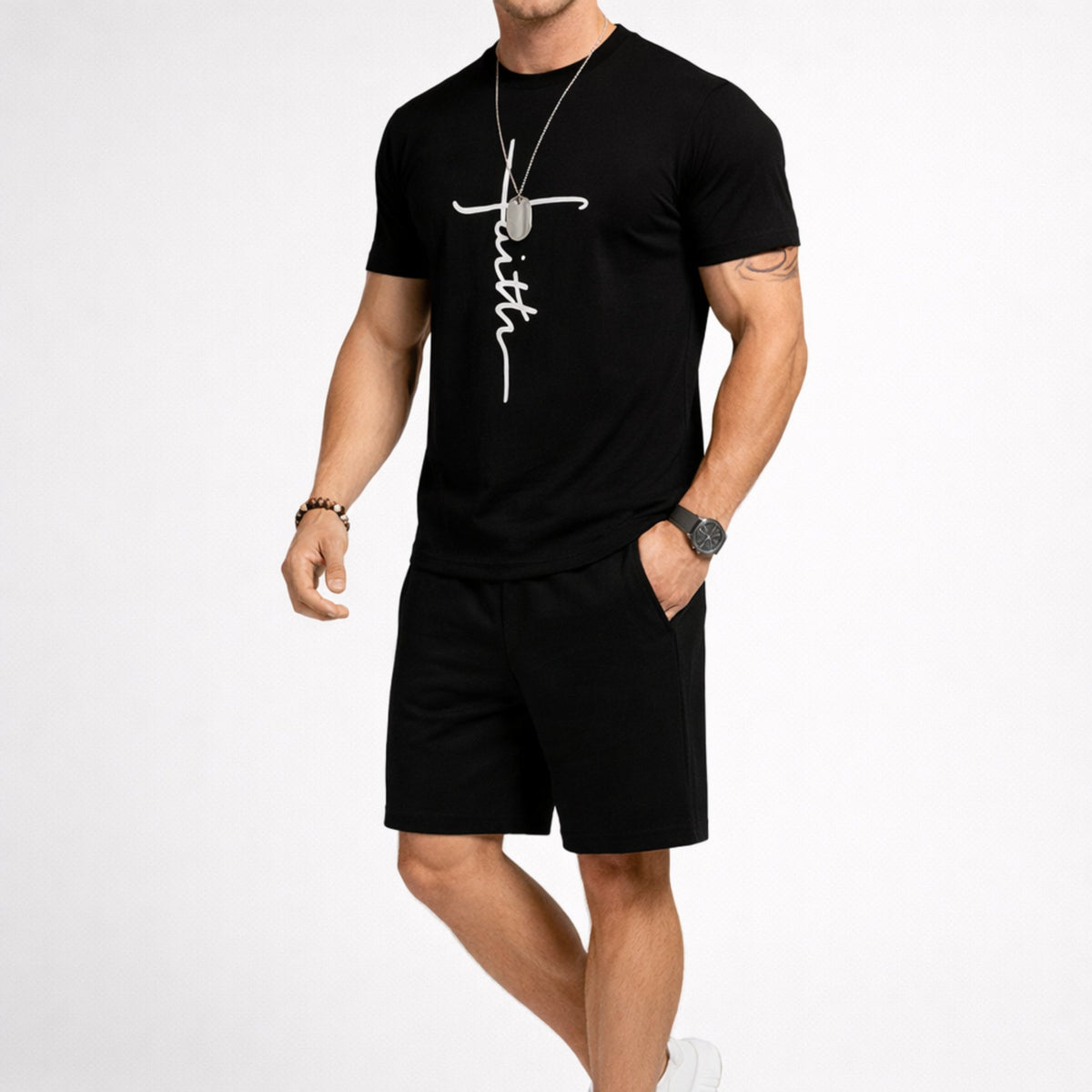 Mannen Zomer Set T-shirt en Shorts Ademend Katoen