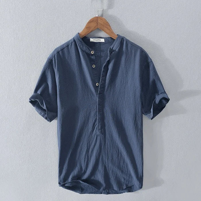Variant image for Heren Shirt Korte Mouwen Ontspannen Linnen Materiaal-22