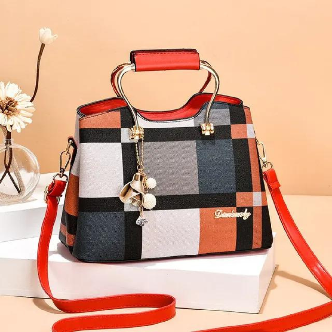 Damestas met geruit patroon