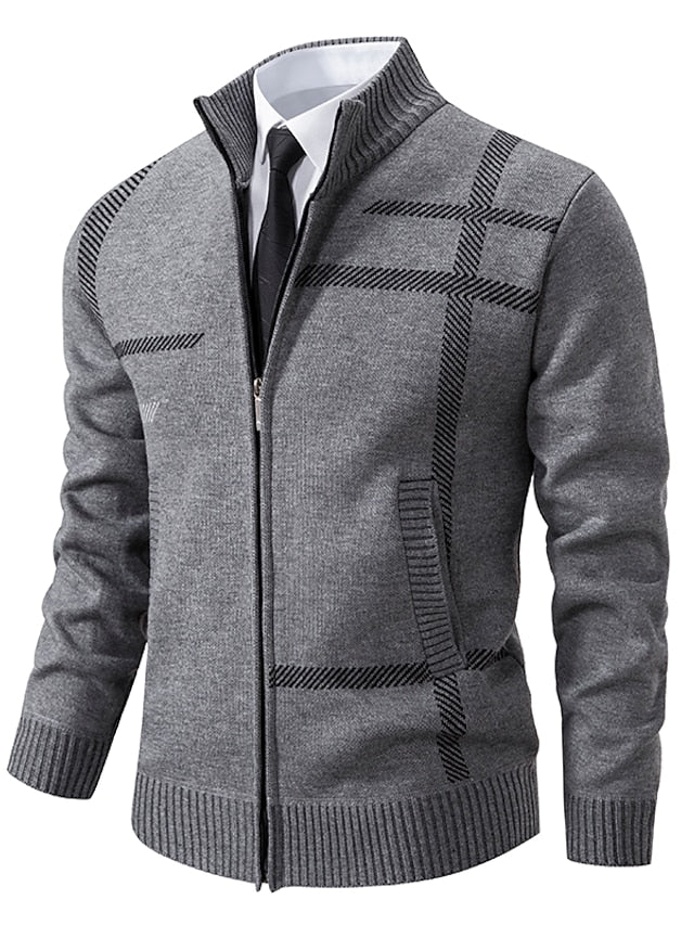 Heren Zipper Trui Stijlvol Gebreid 100% Katoen-1