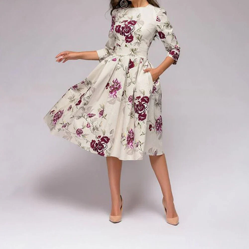 Dames Jurk Middellange Elegante Stijl Hoogwaardige Stof-2