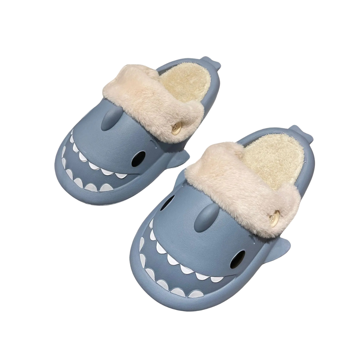 Vrouwen Shark Pluche Katoenen Pantoffels