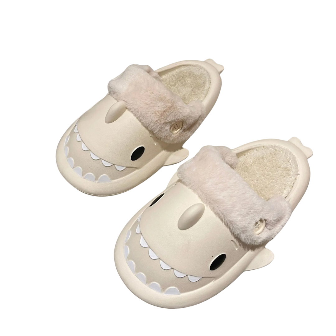 Vrouwen Shark Pluche Katoenen Pantoffels