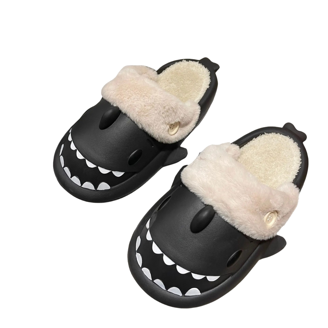 Vrouwen Shark Pluche Katoenen Pantoffels