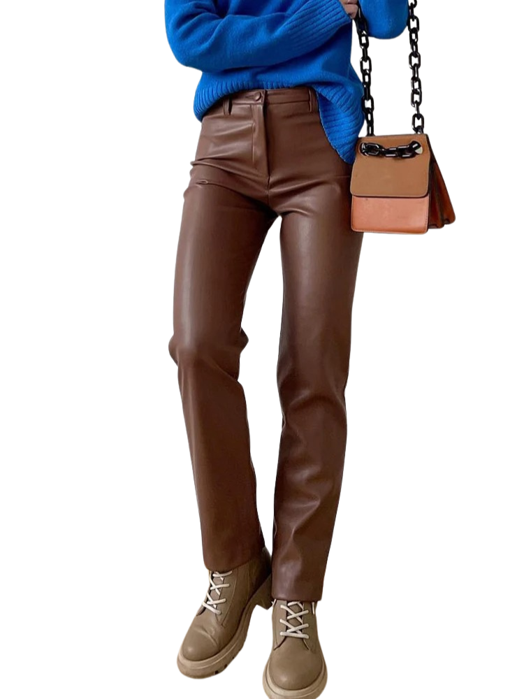 Klassieke leren stijl damesbroek