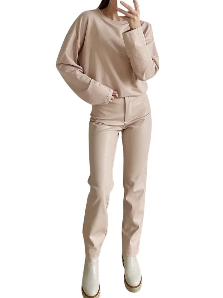 Klassieke leren stijl damesbroek