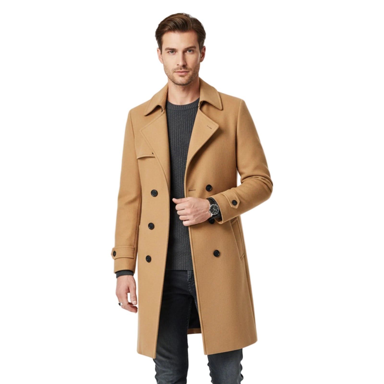 Slim Fit Winterjas Trenchcoat Voor Heren Business Style
