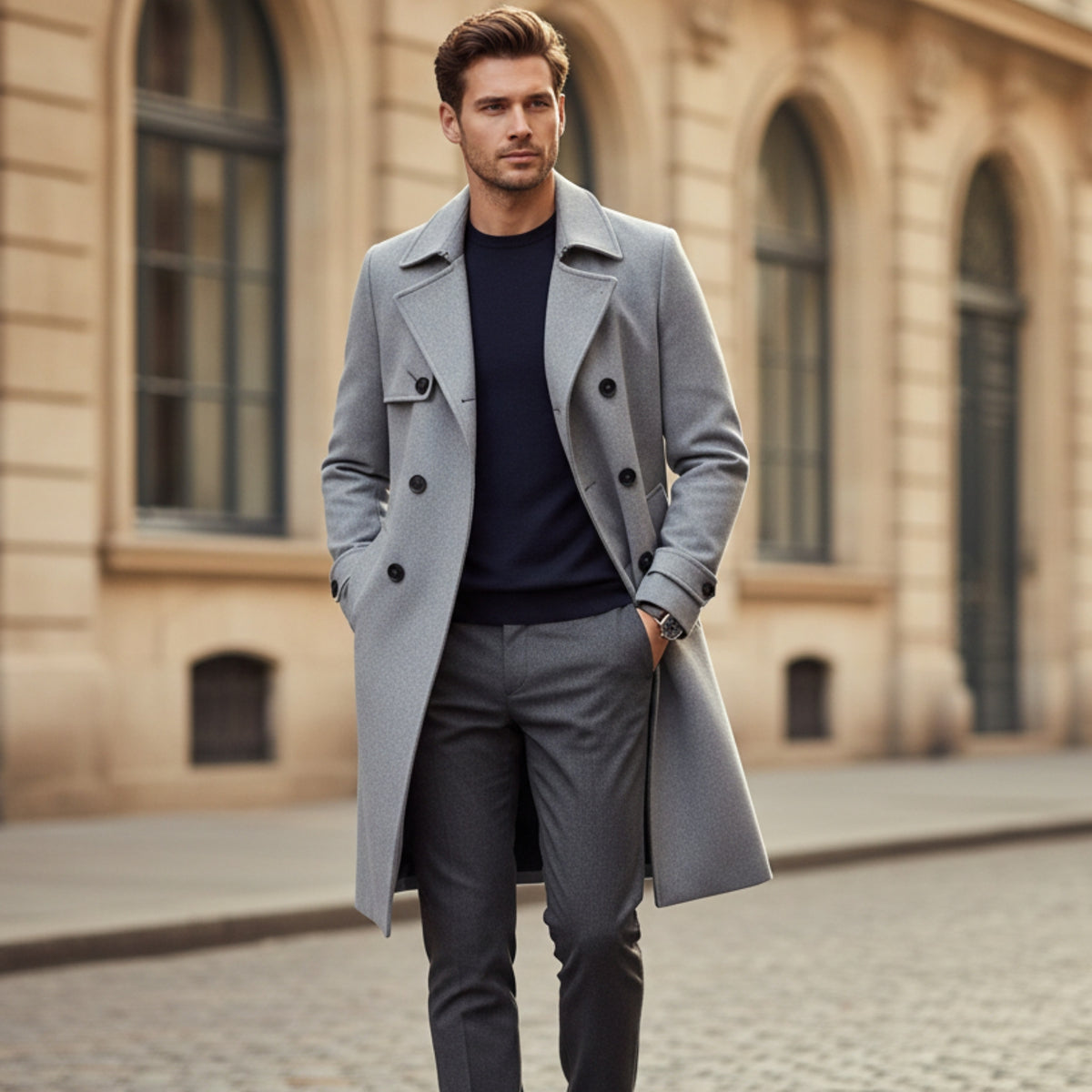Slim Fit Winterjas Trenchcoat Voor Heren Business Style