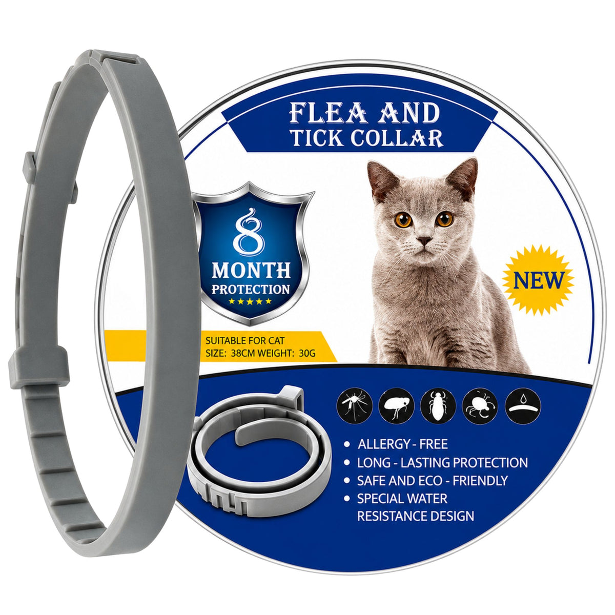 Vlooien- en tekenhalsband Voor Honden en Katten