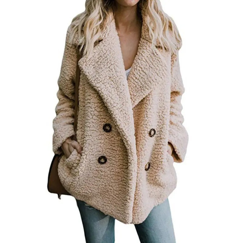 Dames oversized fluffy fleece winterjas