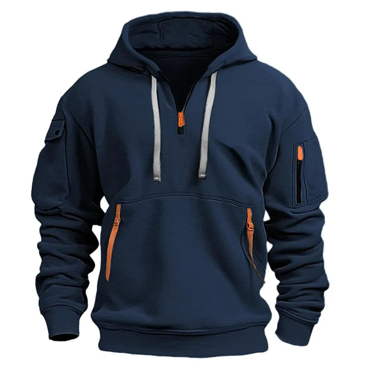 Herensweater met capuchon en meerdere zakken