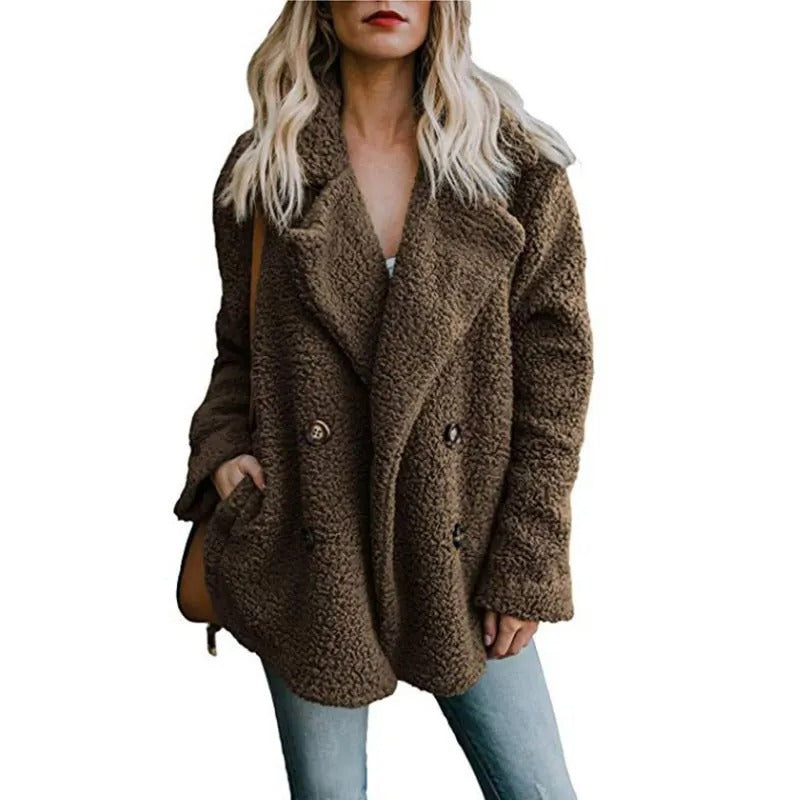 Dames oversized fluffy fleece jas