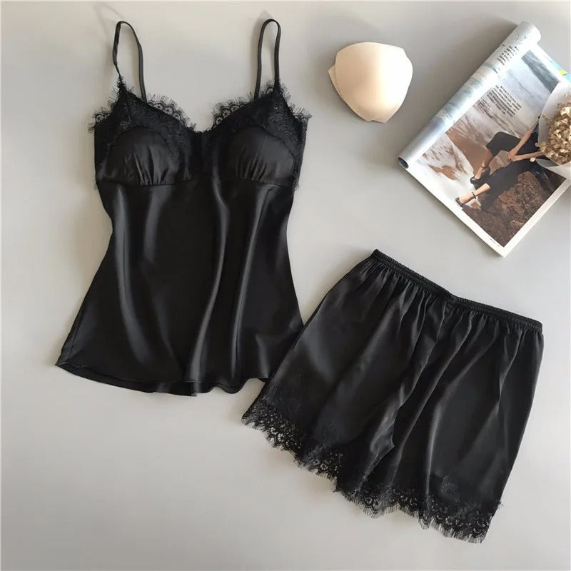 Nachtkledingset met V-hals voor dames