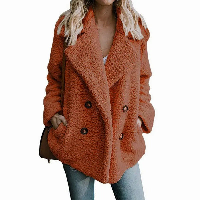 Dames oversized fluffy fleece winterjas