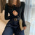 Dames Knoop O-hals Gebreide Pullover