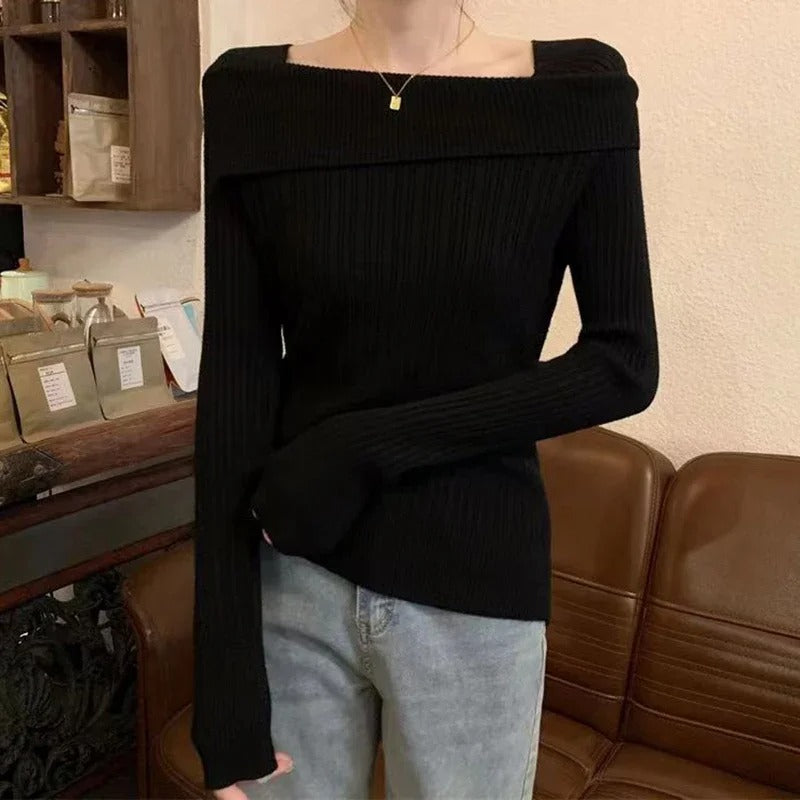 Dames off-shoulder gebreide trui