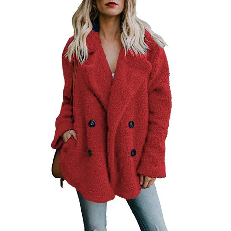 Dames oversized fluffy fleece winterjas
