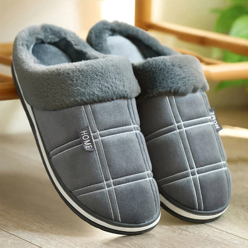 Flock Gestreepte Herenslippers voor Binnen