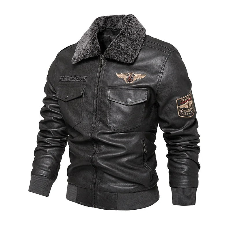 Leder stijl Casual warm bikerjack winterjas voor heren