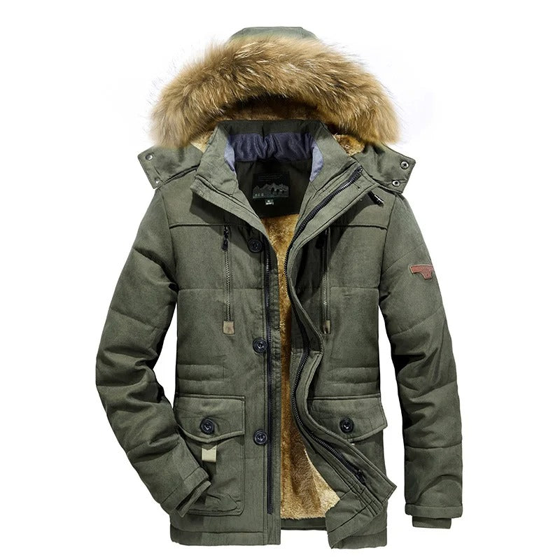 Warme winterjas voor heren met capuchon