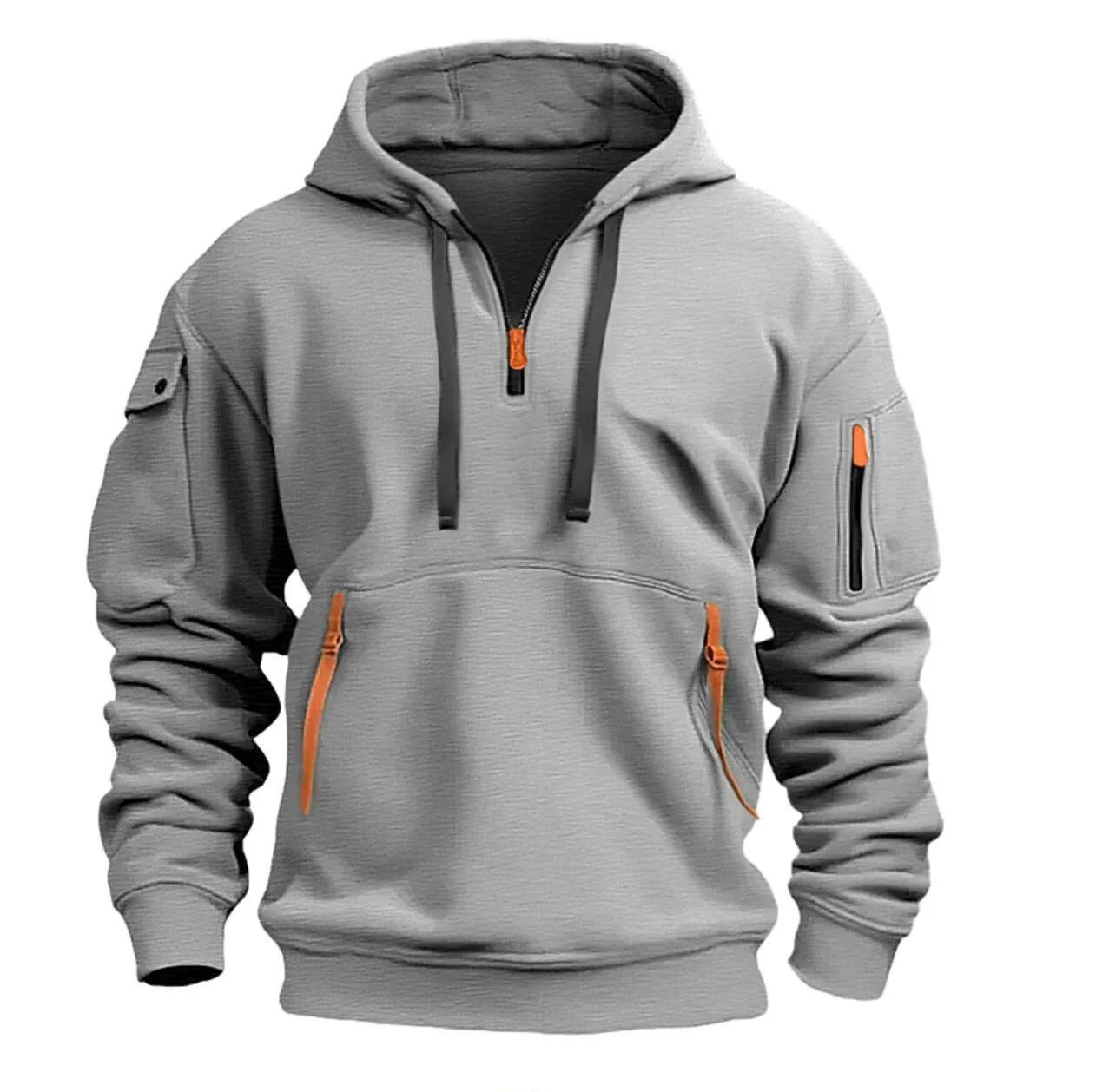Herensweater met capuchon en meerdere zakken