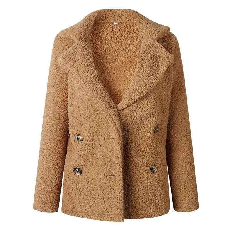 Teddy Coat met twee rijen knopen voor dames