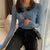 Dames Knoop O-hals Gebreide Pullover