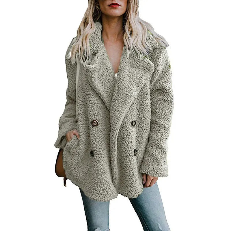 Dames oversized fluffy fleece winterjas