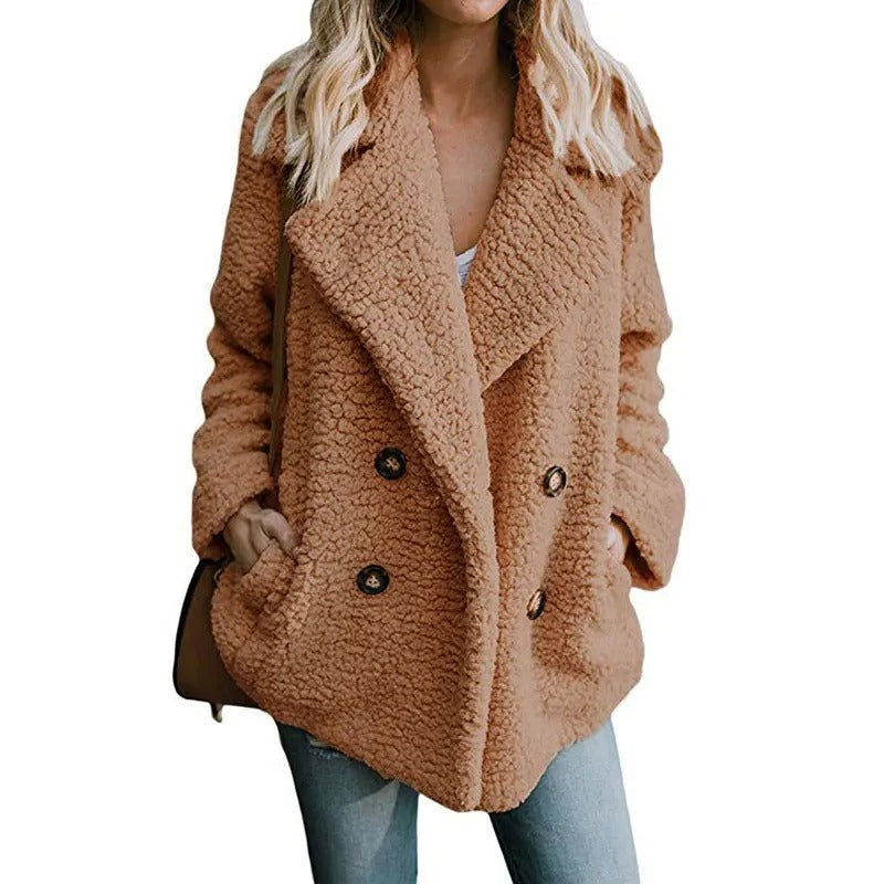 Dames oversized fluffy fleece winterjas
