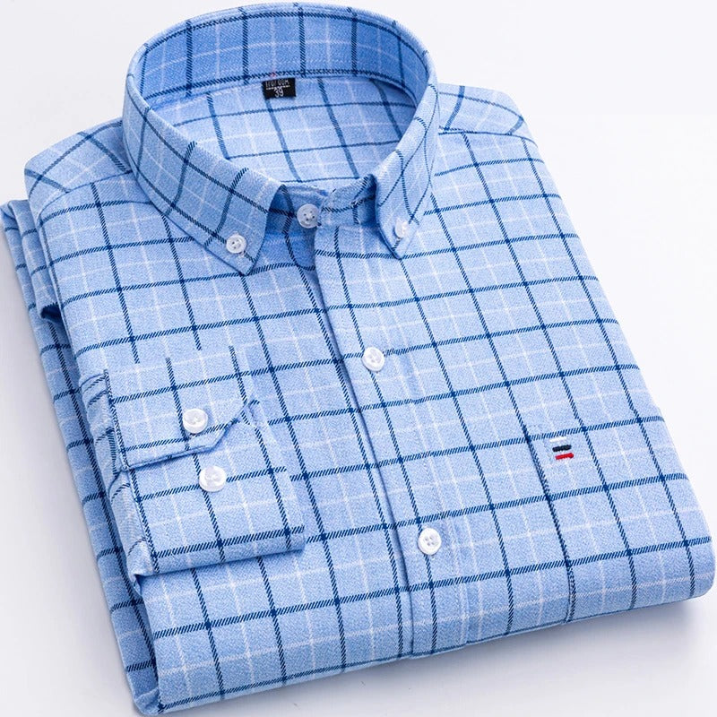 Heren Overhemd Geruit Casual 100% Katoen-3