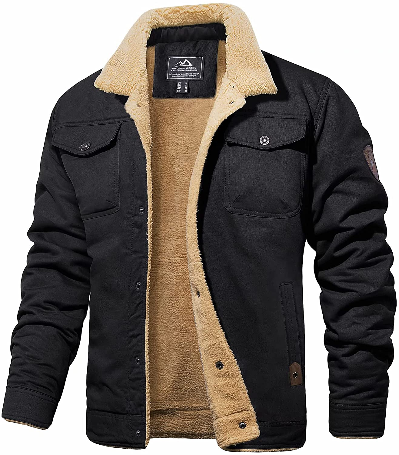 Variant image for Heren Winterjas Armygroen Sherpa-foring Waterafstotend Robuust-3