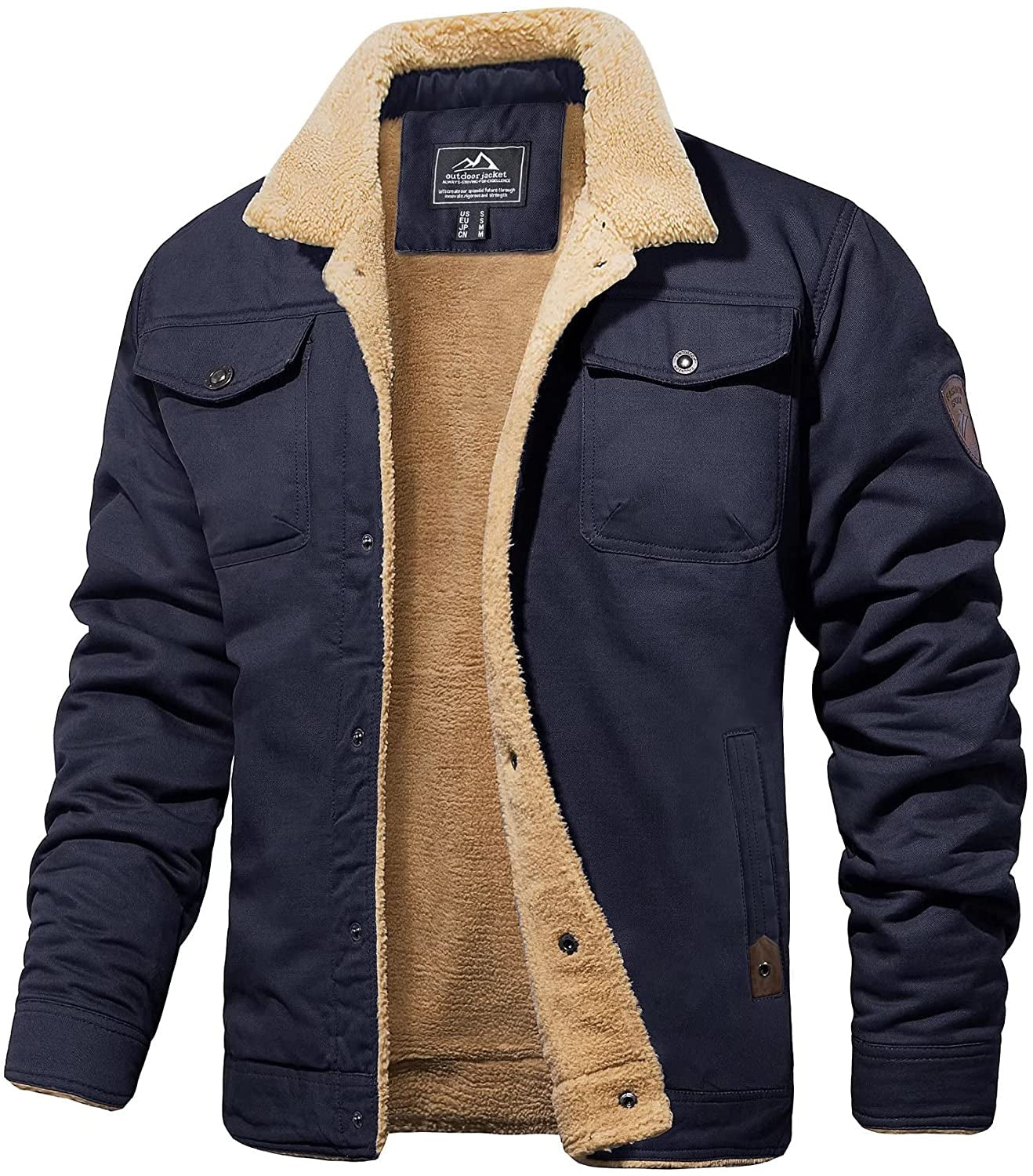 Variant image for Heren Winterjas Armygroen Sherpa-foring Waterafstotend Robuust-1
