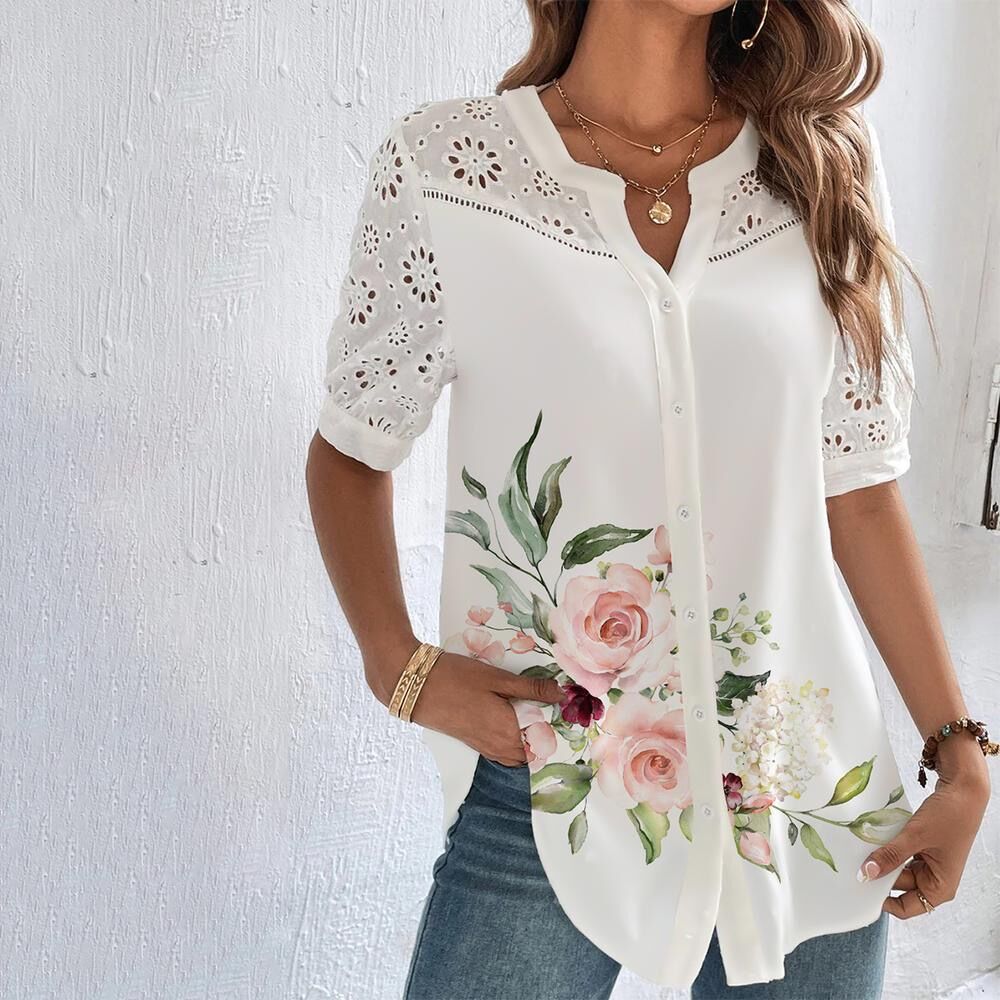Dames Blouse Met Speelse Print En Perfecte Pasvorm 5