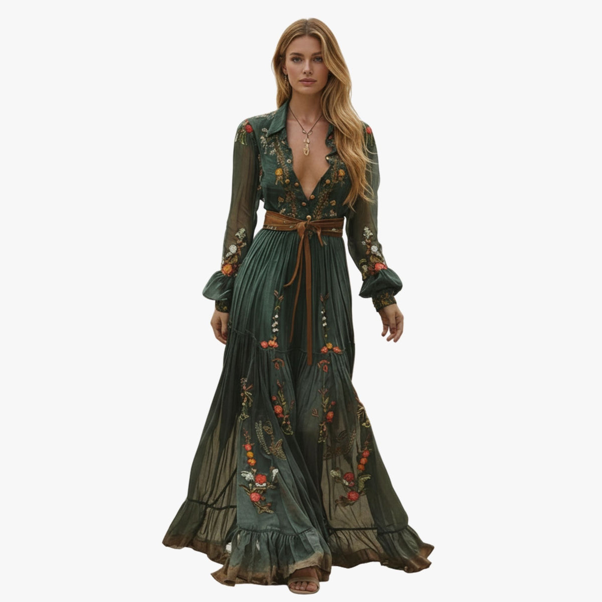 Vrouwen Maxikleed Boho Stijl met Lange Mouwen