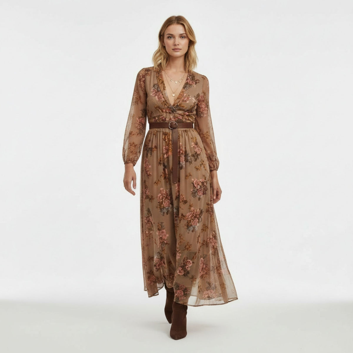 Vrouwen Maxikleed Boho Stijl met Lange Mouwen