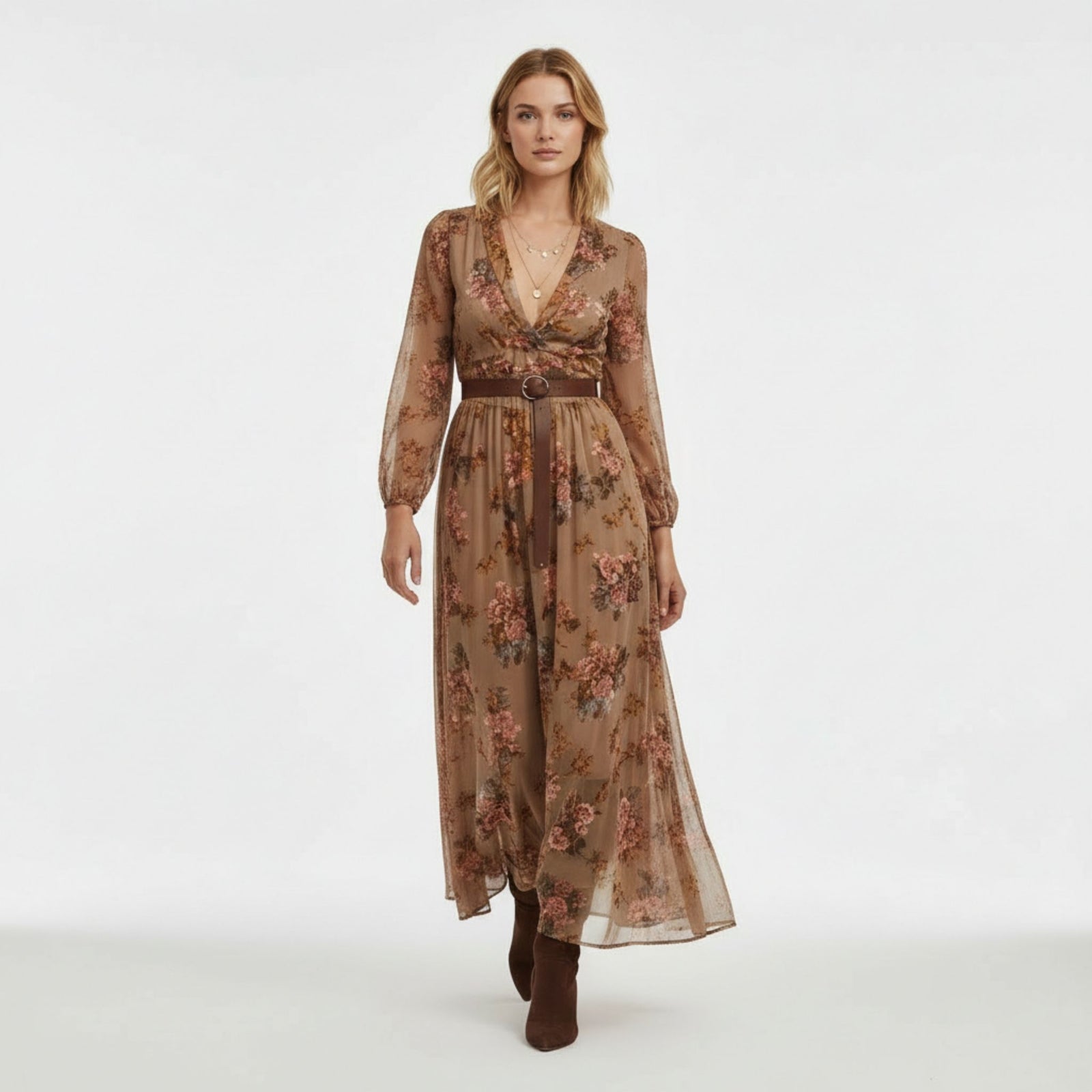 Vrouwen Maxikleed Boho Stijl met Lange Mouwen