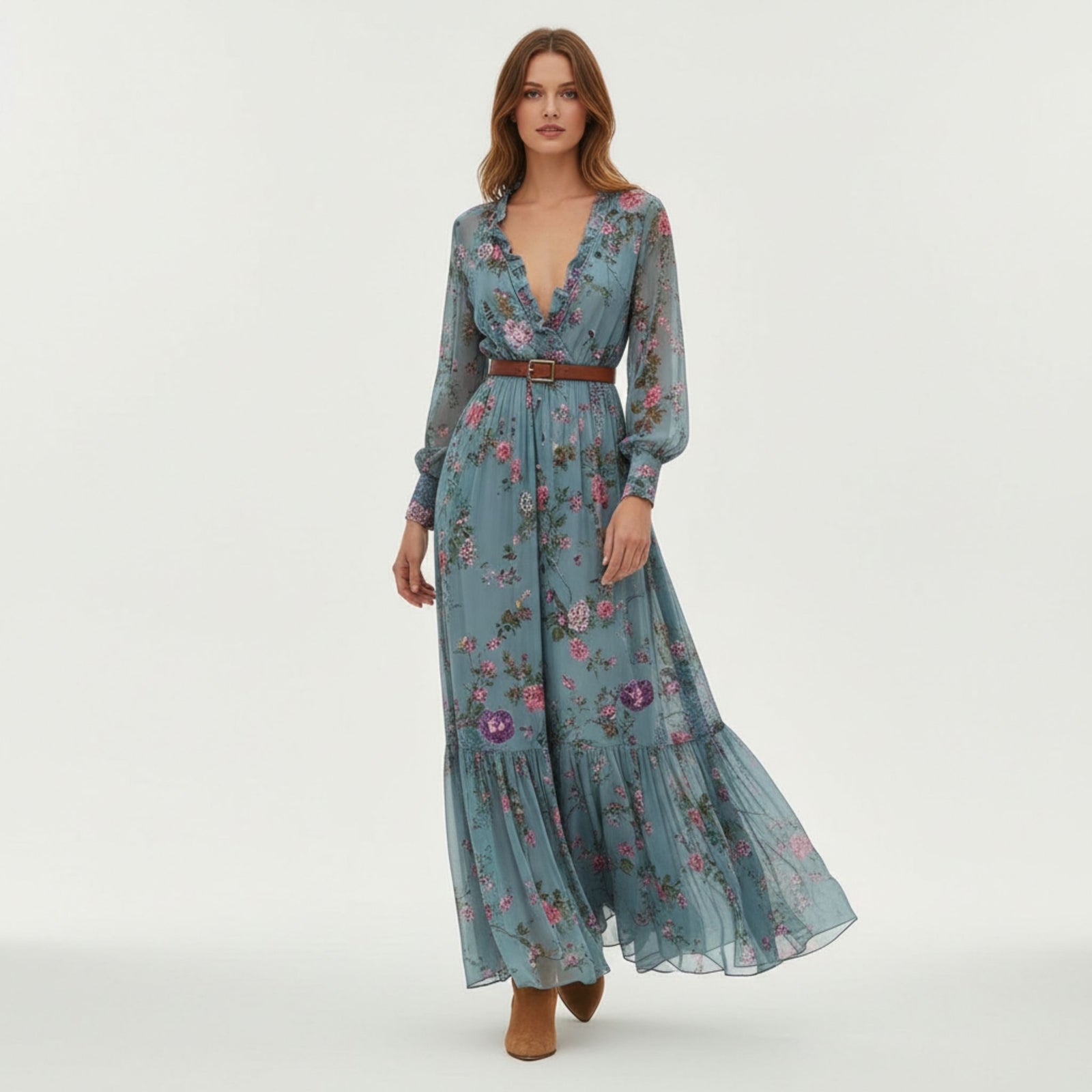 Vrouwen Maxikleed Boho Stijl met Lange Mouwen