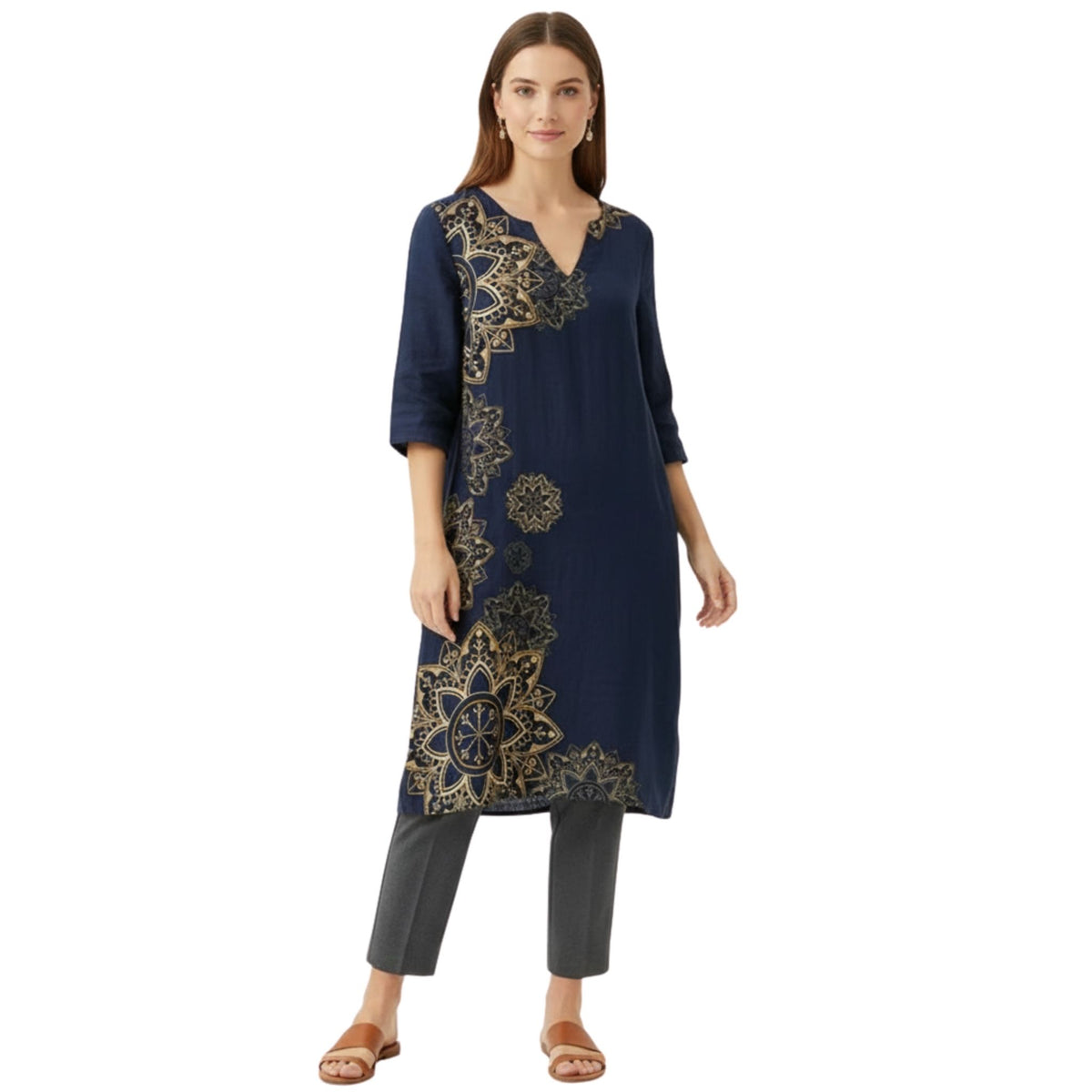 Vrouwen Midi-Jurk Bloemige Print Casual Stijl