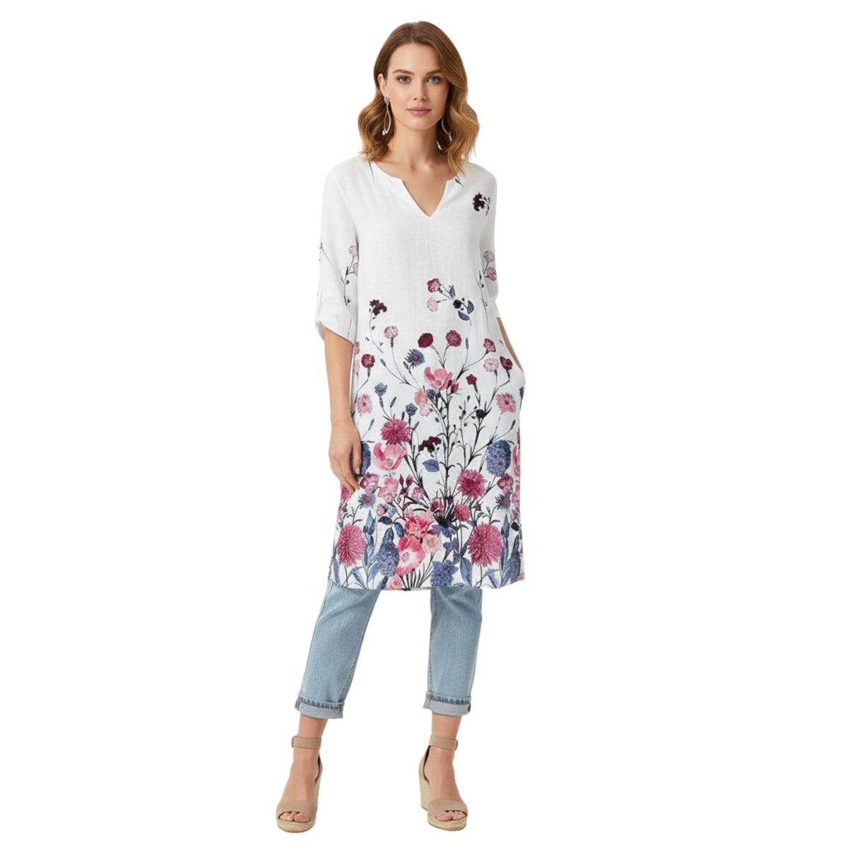 Vrouwen Midi-Jurk Bloemige Print Casual Stijl