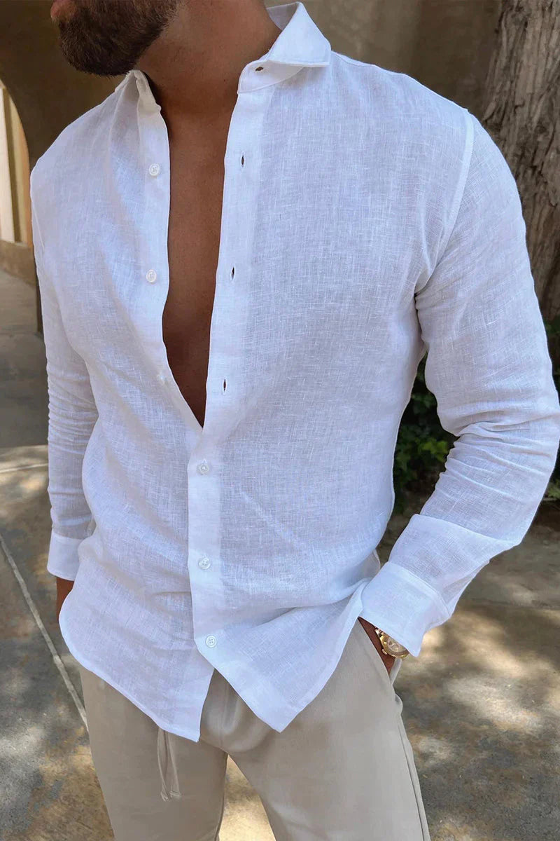 Heren Shirt Casual Linnen Ademend Normale Lengte-1