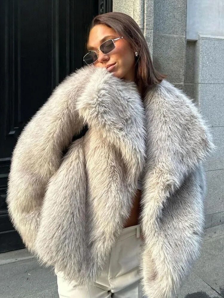 Warme pluche bontjas voor dames